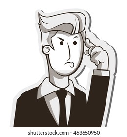flat design man in suit thinking icon vector illustration