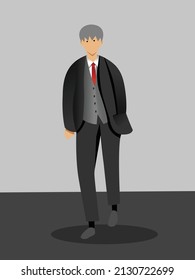 Diseño plano de un hombre con ropa de cama formal.