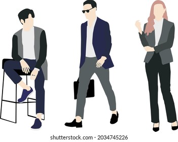 flat design man and woman. business man and woman. man sit in chair. flat design office