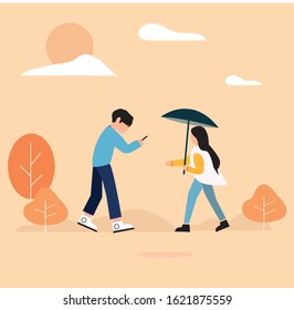 flat design man and women, vector illustration with gradient colour