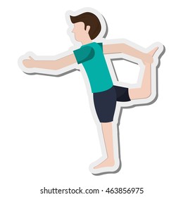 flat design man in yoga pose icon vector illustration