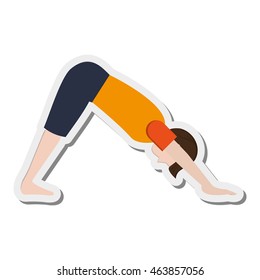 flat design man in yoga pose icon vector illustration