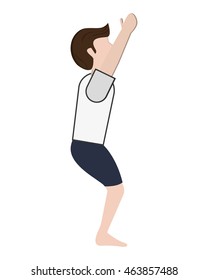 flat design man in yoga pose icon vector illustration