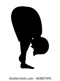 flat design man in yoga pose silhouette icon vector illustration