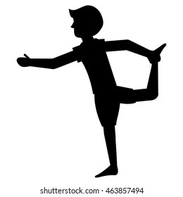 flat design man in yoga pose silhouette icon vector illustration