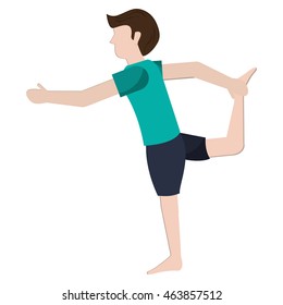 flat design man in yoga pose icon vector illustration