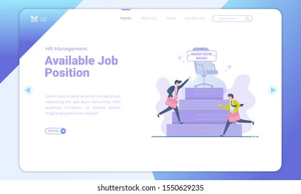 Flat Design Of Manager Position Is Available, Struggling To Get Job Vacancies On Landing Page Template