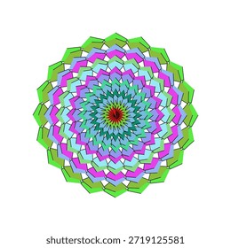 Flat design mandala vector with vibrant colors, scalable for print and digital use.