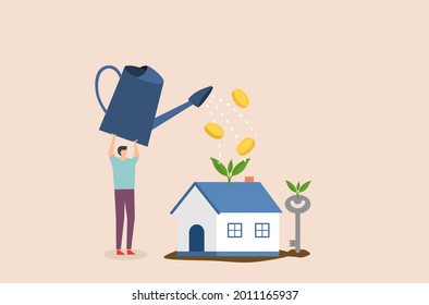 Flaches Design einer Maschine spart Geld für Eigenheimkredite. Wohnraumdarlehen.