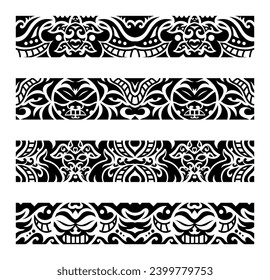 Flat design maori tattoo border element