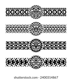 Flat design maori tattoo border element