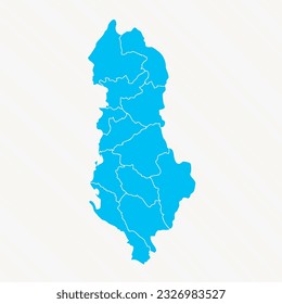Flat Design Map of Albania With Details, can be used for business designs, presentation designs or any suitable designs.