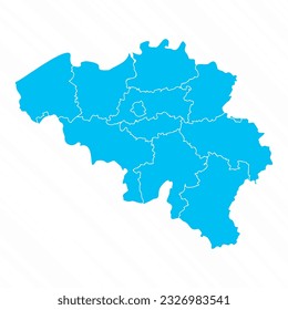 Mapa plano de diseño de Bélgica con detalles, puede ser utilizado para diseños de negocios, presentaciones o cualquier diseño adecuado.