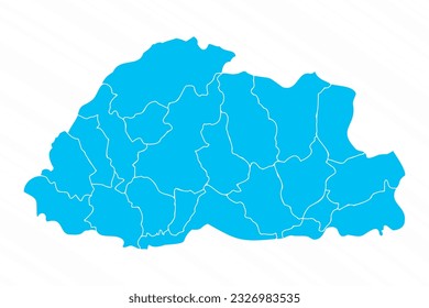 Flat Design Map of Bhutan With Details, can be used for business designs, presentation designs or any suitable designs.