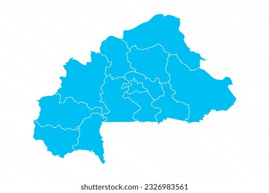 Flat Design Map of Burkina Faso With Details, can be used for business designs, presentation designs or any suitable designs.