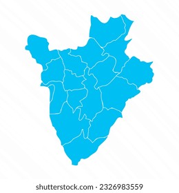 Flat Design Map of Burundi With Details, can be used for business designs, presentation designs or any suitable designs.