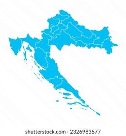 Flat Design Map of Croatia With Details, can be used for business designs, presentation designs or any suitable designs.