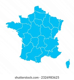 Flat Design Map of France With Details, can be used for business designs, presentation designs or any suitable designs.