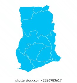 Mapa plano de diseño de Ghana con detalles, puede ser utilizado para diseños de negocios, presentaciones o cualquier diseño adecuado.