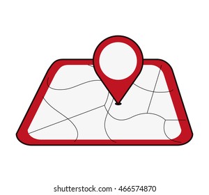 flat design map with gps pin icon vector illustration