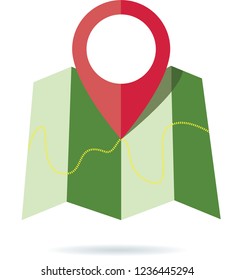 Flat design map icon and pinpoint marker