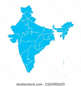 Flat Design Map of India With Details, can be used for business designs, presentation designs or any suitable designs.