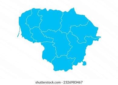 Mapa plano de diseño de Lituania con detalles, puede utilizarse para diseños de negocios, diseños de presentaciones o cualquier diseño adecuado.