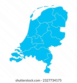 Flat Design Map of Netherlands With Details, can be used for business designs, presentation designs or any suitable designs.