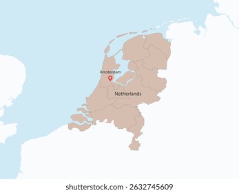 Mapa de Design Plano dos Países Baixos - Vetor Graphic for Print and Web (pode conter províncias)