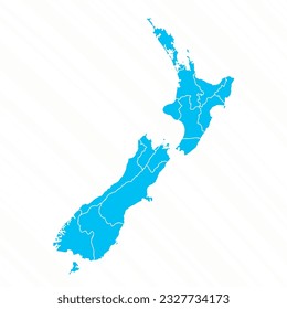 Flat Design Map of New Zealand With Details, can be used for business designs, presentation designs or any suitable designs.