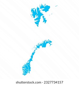 Flat Design Map of Norway With Details, can be used for business designs, presentation designs or any suitable designs.