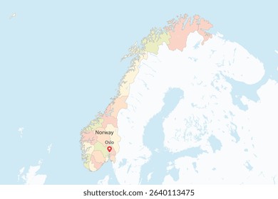 Flat Design Map of the NORWAY – Vector Graphic for Print and Web (may contain provinces)