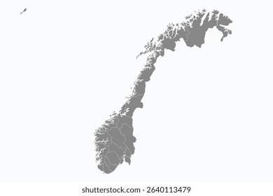 Flat Design Map of the NORWAY – Vector Graphic for Print and Web (may contain provinces)