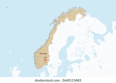 Flat Design Map of the NORWAY – Vector Graphic for Print and Web (may contain provinces)