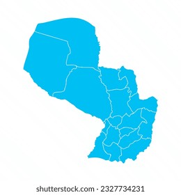 Flat Design Karte von Paraguay Mit Details, kann für Geschäftsdesigns, Präsentationen oder alle geeigneten Designs verwendet werden.