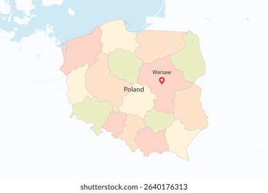 Flat Design Map of the POLAND – Vector Graphic for Print and Web (may contain provinces)