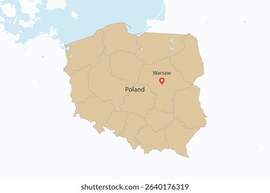Flat Design Map of the POLAND – Vector Graphic for Print and Web (may contain provinces)
