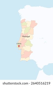 Flat Design Map of the PORTUGAL – Vector Graphic for Print and Web (may contain provinces)