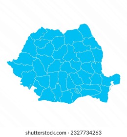 Flat Design Map of Romania With Details, can be used for business designs, presentation designs or any suitable designs.