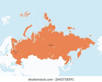 Mapa de design plano da RÚSSIA - gráfico vetorial para impressão e Web (pode conter províncias)