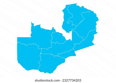 Flat Design Map of Zambia With Details, can be used for business designs, presentation designs or any suitable designs.