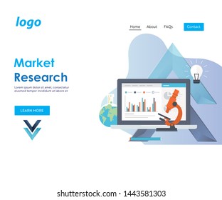 Flat  design market research website banner of market research. Modern vector illustration for web design, marketing and print material. - Vector
