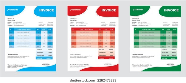flat design marketing invoice template