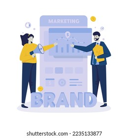 División de equipo de diseño plano con ilustración de marketing digital