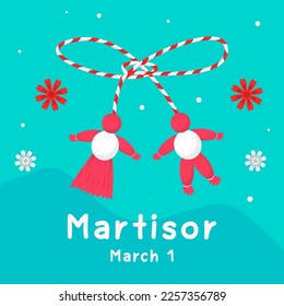 flat design martisor march 1 illustration