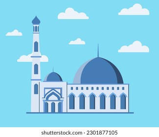 A flat design of a masjid or mosque for Islamic wallpaper, greeting card, background etc.
