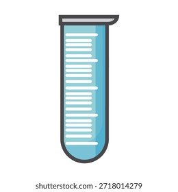Ilustración de taza de medición de diseño plano con estilo de contorno. Diseño de taza de medición de laboratorio. Icono de Ciencia