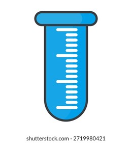 Ilustración de taza de medición de diseño plano con estilo de contorno. Diseño de taza de medición de laboratorio. Icono de Ciencia