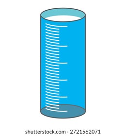 Ilustración de taza de medición de diseño plano con estilo de contorno. Diseño de taza de medición de laboratorio. Icono de Ciencia