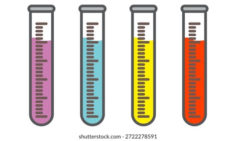 Ilustración de taza de medición de diseño plano con estilo de contorno. Diseño de taza de medición de laboratorio. Icono de Ciencia